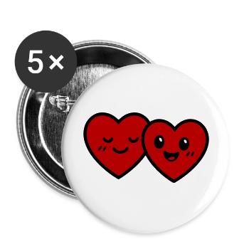 Herzen Paar Liebe - Buttons groß 56 mm (5er Pack) - Weiß - Vorne