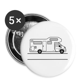Camper-Banner - Buttons groß 56 mm (5er Pack) - Weiß - Vorne