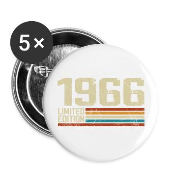 Jahrgang 1966 Retro Geburtstag - Jahrgang 1966 - Buttons groß 56 mm (5er Pack) - Weiß - Vorne