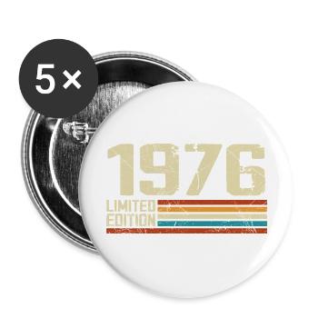Vintage 1976 Retro Birthday - Born in 1976 - Buttons large 2.2''/56 mm (5-pack) - white - Front