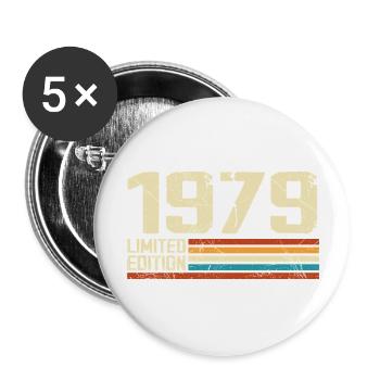 Vintage 1979 Anniversaire Rétro - Né en 1979 - Lot de 5 grands badges (56 mm) - blanc - Devant