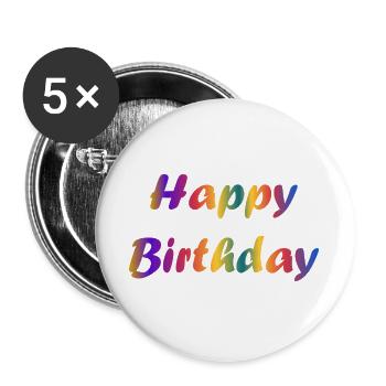 HAPPY BIRTHDAY. HAPPY BIRTHDAY. ANNIVERSARY. - Buttons large 2.2''/56 mm (5-pack) - white - Front