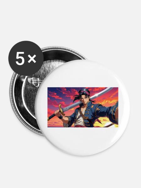 jiyuu no kaizoku - Buttons groß 56 mm (5er Pack) - Weiß