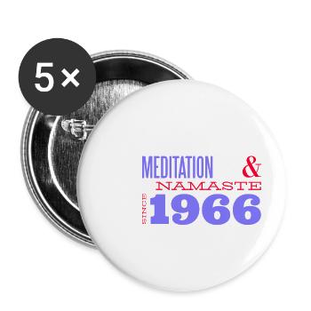 Méditer depuis 1966 - 59 ans de paix intérieure - - Lot de 5 grands badges (56 mm) - blanc - Devant