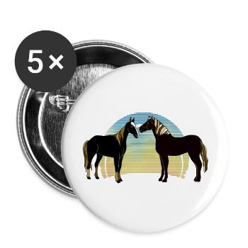 Pferde - Buttons groß 56 mm (5er Pack) - Weiß - Vorne