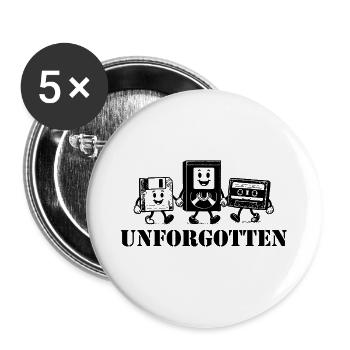 Unforgotten VHS Floppy Disk Music Cassette - Buttons large 2.2''/56 mm (5-pack) - white - Front