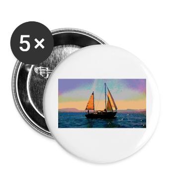 Boat on the water discovers another planet - Buttons large 2.2''/56 mm (5-pack) - white - Front