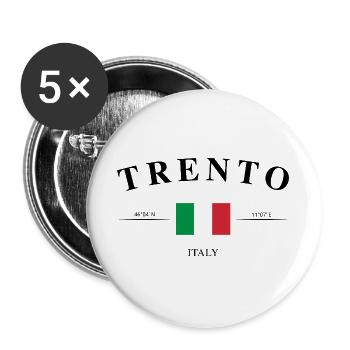 Trento Italien Koordinaten Reise Souvenir - Buttons groß 56 mm (5er Pack) - Weiß - Vorne