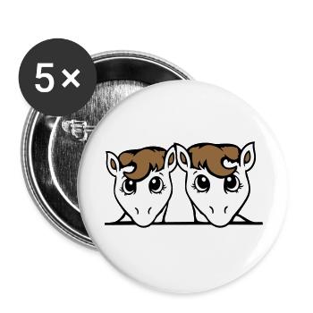 2 chevaux couple mignon poney deux amis couple équipe - Lot de 5 grands badges (56 mm) - blanc - Devant