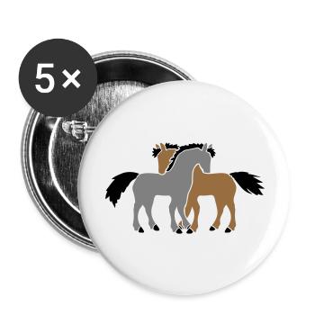 2 Chevaux Équipe Poney Poulain Couple Amoureux Amis - Lot de 5 grands badges (56 mm) - blanc - Devant