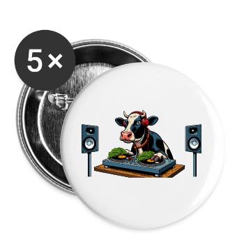 DJ Cowspin - Lot de 5 grands badges (56 mm) - blanc - Devant