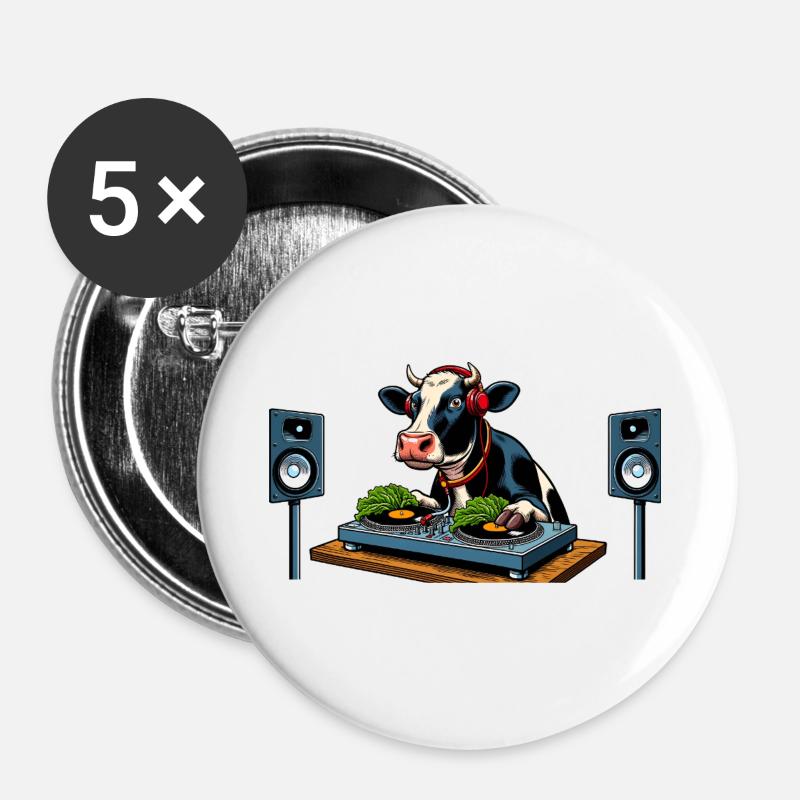 DJ Cowspin - Buttons large 2.2''/56 mm (5-pack) - white
