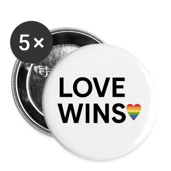 Love Wins Rainbow Heart Design - Buttons large 2.2''/56 mm (5-pack) - white - Front