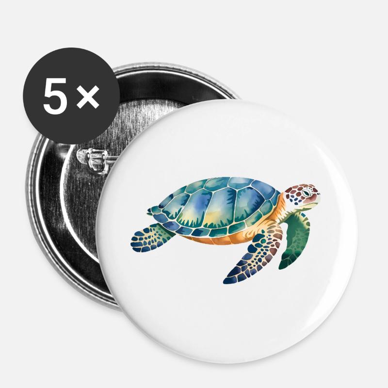 Sea Turtle Animal Lover - Buttons large 2.2''/56 mm (5-pack) - white
