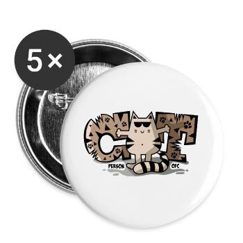 Cat Person Ofcourse - Cool Funny Cute Cat - Buttons large 2.2''/56 mm (5-pack) - white - Front