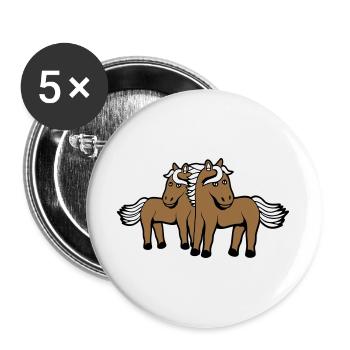 2 Chevaux Homme Femme Amoureux Amis Amour Équipe - Lot de 5 grands badges (56 mm) - blanc - Devant