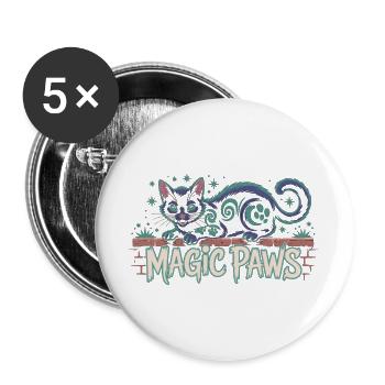 Enchanted Cat Magic Design - Buttons large 2.2''/56 mm (5-pack) - white - Front