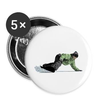 Freerider Snowboarder auf Abfahrt - Buttons groß 56 mm (5er Pack) - Weiß - Vorne