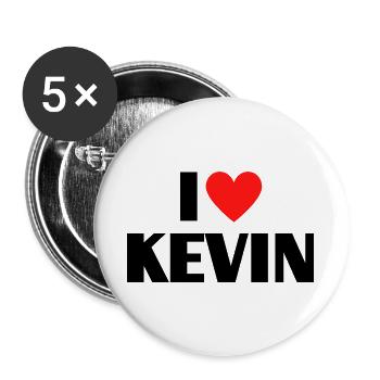 I love Kevin Red Heart Love Fan Gift - Buttons large 2.2''/56 mm (5-pack) - white - Front