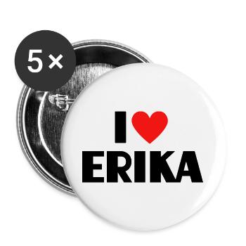 I love Erika Red Heart Love Fan Gift - Buttons large 2.2''/56 mm (5-pack) - white - Front
