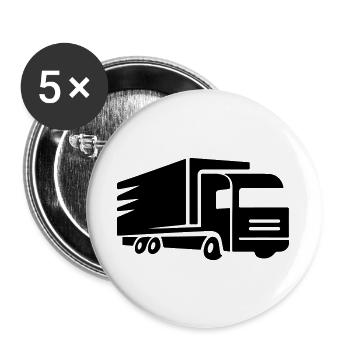 Symbole de camion camionneur - Lot de 5 grands badges (56 mm) - blanc - Devant