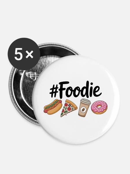 Feinschmecker-Hotdog- und Kaffeeliebhaber - Buttons groß 56 mm (5er Pack) - Weiß