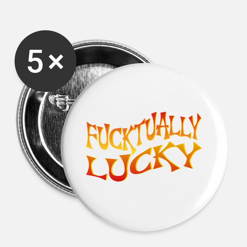 Bold Text Art with Angular Font Style - Buttons large 2.2''/56 mm (5-pack) - white