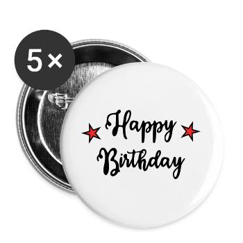 ALLES GUTE ZUM GEBURTSTAG. ALLES GUTE ZUM GEBURTSTAG. JAHRESTAG. - Buttons groß 56 mm (5er Pack) - Weiß - Vorne