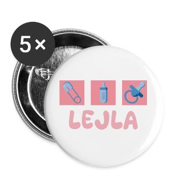 Lejla als Schnuller - Buttons groß 56 mm (5er Pack) - Weiß - Vorne