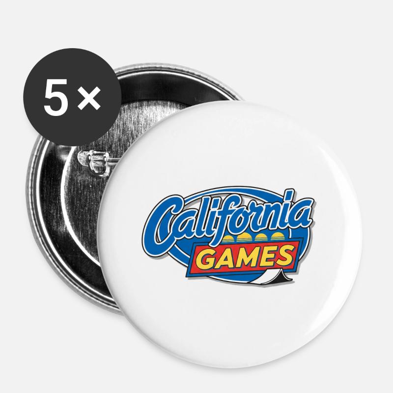 CaliGames - Lot de 5 grands badges (56 mm) - blanc