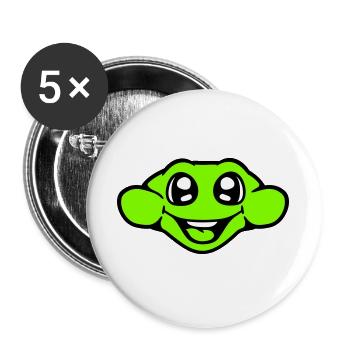 Frosch Kröte lächelt lustig Comic glücklich Cool - Buttons groß 56 mm (5er Pack) - Weiß - Vorne