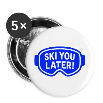 Skibrille – Ski You Later! - Buttons groß 56 mm (5er Pack) - Weiß - Vorne