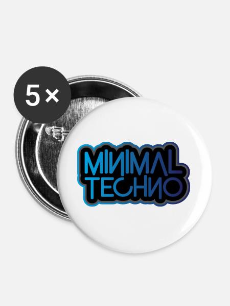 Minimaler Techno - Buttons groß 56 mm (5er Pack) - Weiß