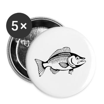 Personalized Fish T-Shirt for Angler Gift - Buttons large 2.2''/56 mm (5-pack) - white - Front