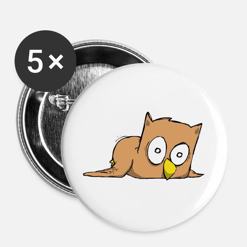 Eule - Buttons groß 56 mm (5er Pack) - Weiß