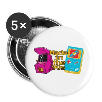 Fabriqué dans les années 90 – Retro Gamer Design - Lot de 5 grands badges (56 mm) - blanc - Devant