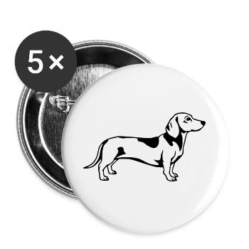 Dachshund schwarz - Buttons groß 56 mm (5er Pack) - Weiß - Vorne