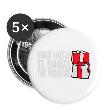 Le plus susceptible de secouer les cadeaux Noël Fun - Lot de 5 grands badges (56 mm) - blanc - Devant