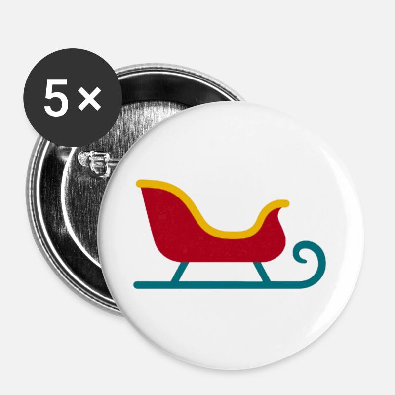Retro Schlitten Silhouette - Buttons groß 56 mm (5er Pack) - Weiß