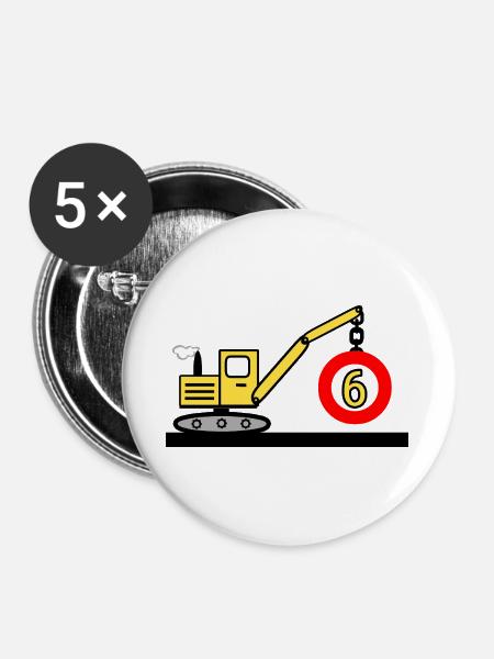 Bagger - Buttons groß 56 mm (5er Pack) - Weiß