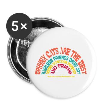 Sphynx Cat Funny Sarcastic Humor - Buttons large 2.2''/56 mm (5-pack) - white - Front