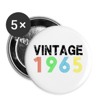 Jahrgang 1965 Geschenke zum 60. Geburtstag - Buttons groß 56 mm (5er Pack) - Weiß - Vorne