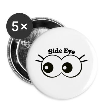 Side Eye Cartoon Augenwitz - Buttons groß 56 mm (5er Pack) - Weiß - Vorne