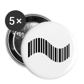 Code-barres en forme ondulée - Lot de 5 grands badges (56 mm) - blanc - Devant