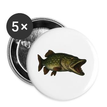 Hecht - Buttons groß 56 mm (5er Pack) - Weiß - Vorne