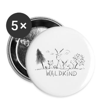 Waldkind Natur Sketch Kindergarten  - Buttons groß 56 mm (5er Pack) - Weiß - Vorne