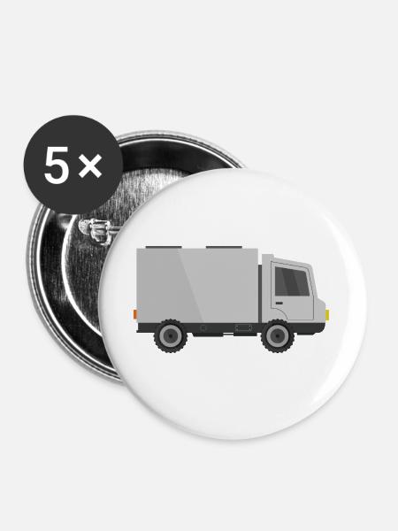 Lieferauto - Buttons groß 56 mm (5er Pack) - Weiß