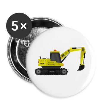 Excavatrice - Lot de 5 grands badges (56 mm) - blanc - Devant