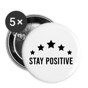 Stay_positive_stars - Lot de 5 grands badges (56 mm) - blanc - Devant