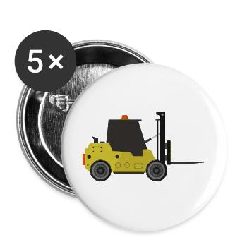 Gabelstapler - Buttons groß 56 mm (5er Pack) - Weiß - Vorne